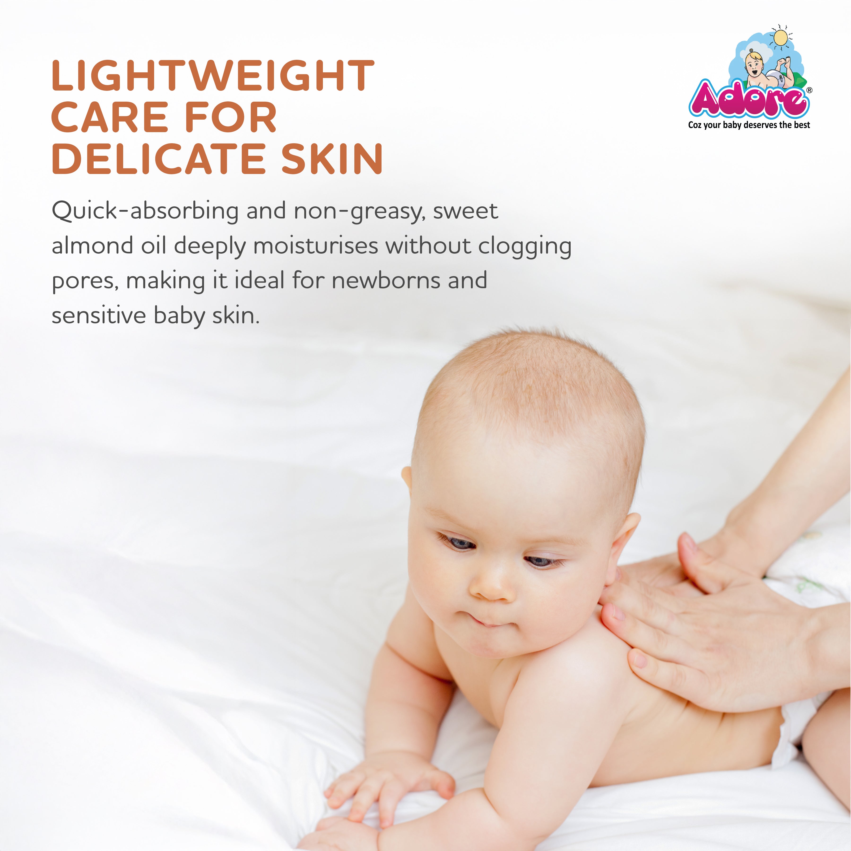 Adore Pure & Premium Sweet Almond Baby Oil- Cold Pressed - Glass Bottle- 100ml