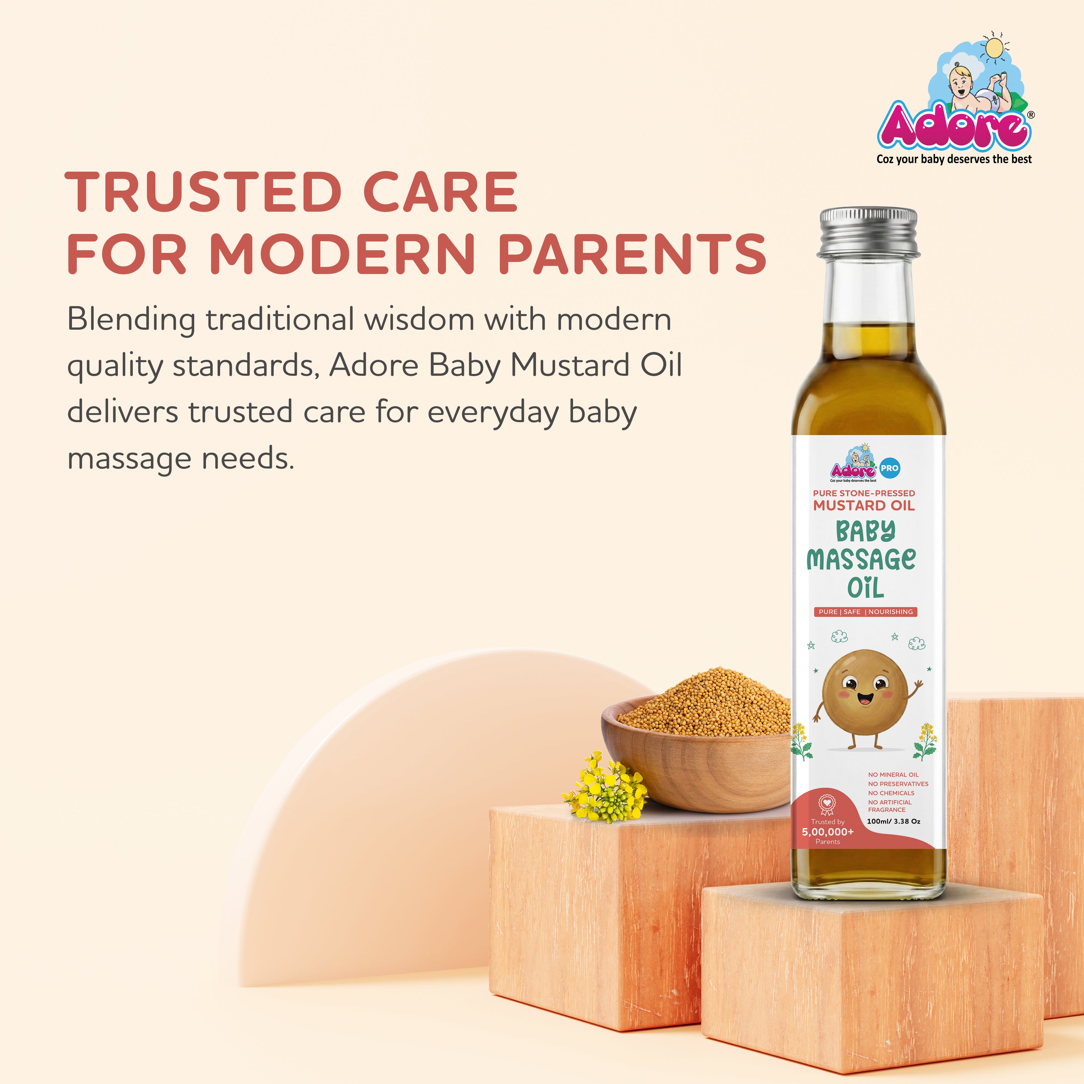 Adore Pure & Premium Cold Pressed Mustard Oil- Glass Bottle -100ml