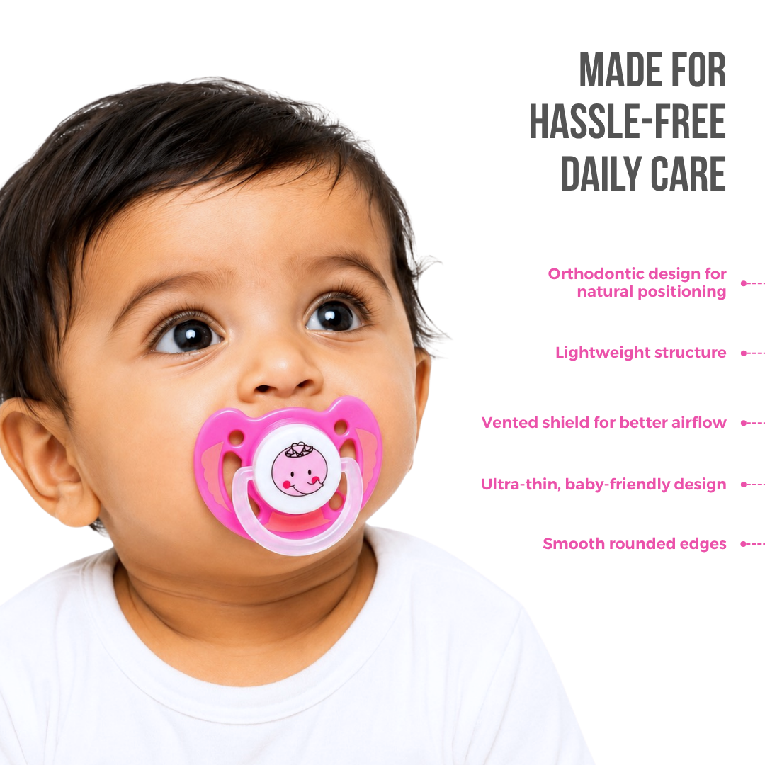 Adore Vento Jr - The Orthodontic Vented Pacifier with Multipurpose Storage Case - Pink
