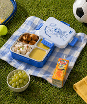 Adore Square Mate Stainless Steel Bento Lunch Box with 3 Compartment and Spoon- Blue Astronaut