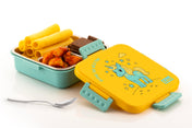 Adore Square Mate Stainless Steel Bento Lunch Box with 3 Compartments and Spoon- Yellow Unicorn