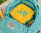 Adore Square Mate Stainless Steel Bento Lunch Box with 3 Compartments and Spoon- Yellow Unicorn