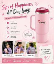 Adore Hydrate Pro Insulated Thermoware Drinking Tumbler Bottle with Handle-750ml-Pink