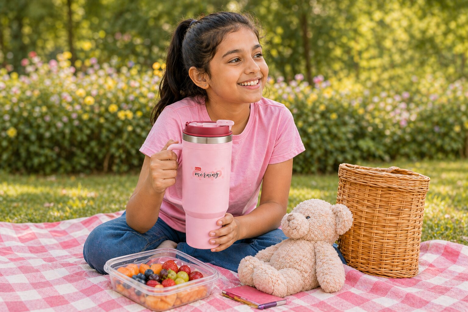 Adore Hydrate Pro Insulated Thermoware Drinking Tumbler Bottle with Handle-750ml-Pink
