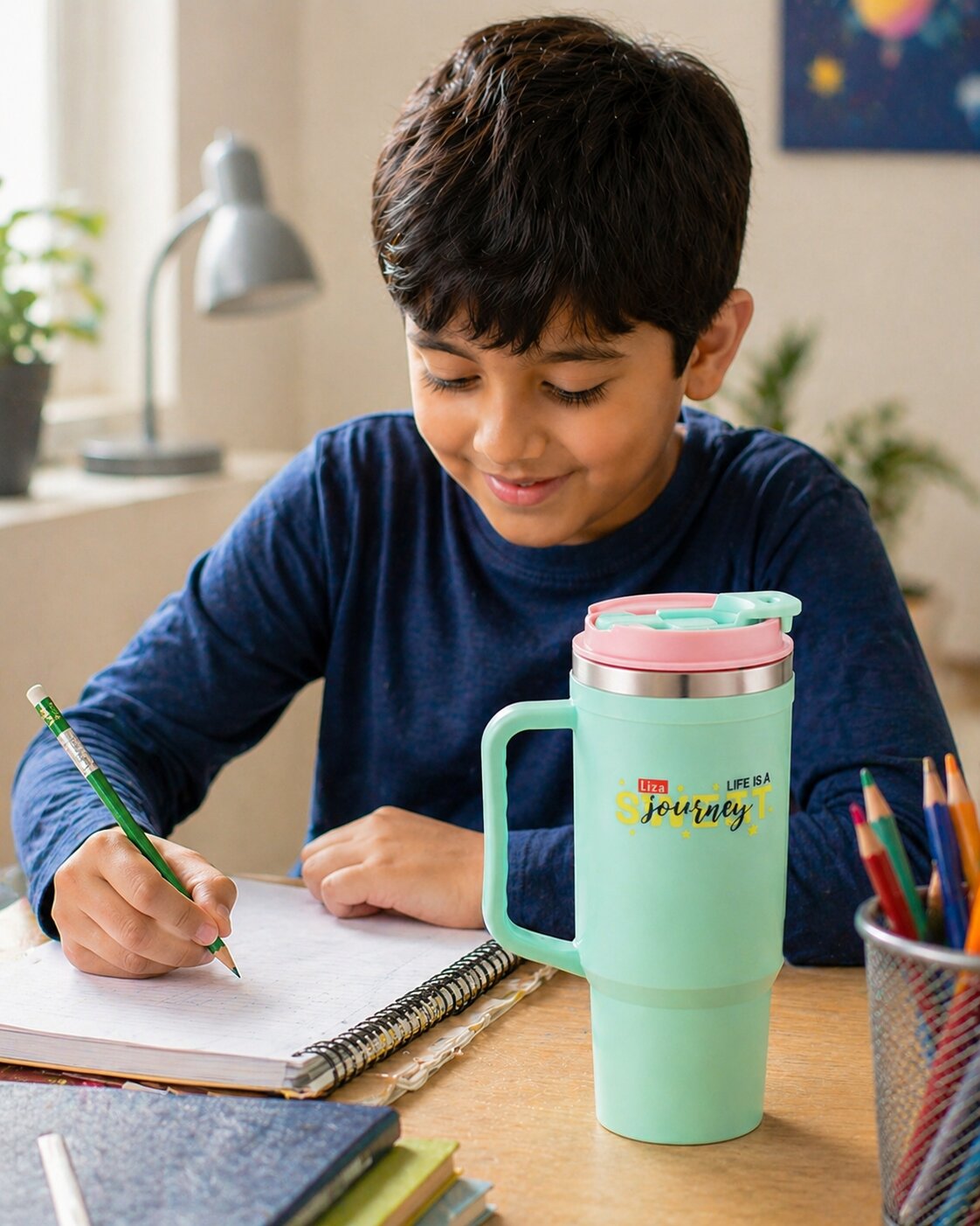 Adore Hydrate Pro Insulated Thermoware Drinking Tumbler Bottle with Handle-750ml-Bright Blue
