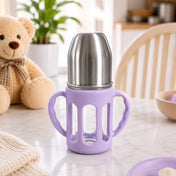 Adore PureSip 2 Stage Wideneck Glass Feeding Bottle with Silicon sleeve & Handle- 150ml (Lilac)