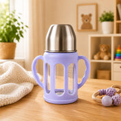 Adore PureSip 2 Stage Wideneck Glass Feeding Bottle with Silicon sleeve & Handle- 150ml (Lavender)