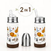 Adore Duosip 2 in 1 Stainless Steel Insulated Sipper with Silicon Base- 270ml-Brown
