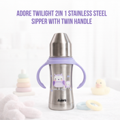 Adore Twilight 2in 1 Stainless Steel Sipper with Twin Handle 250ml - Purple Owl