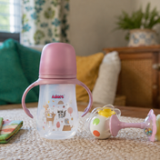 Adore Nok Nok Wide neck Feeding Bottle With Twin Handle 250ml - Pink