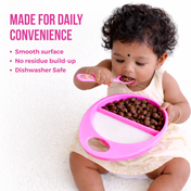 Adore Supper Hero Feeding Bowl with Spoon, Fork & Wooden Masher- Pink