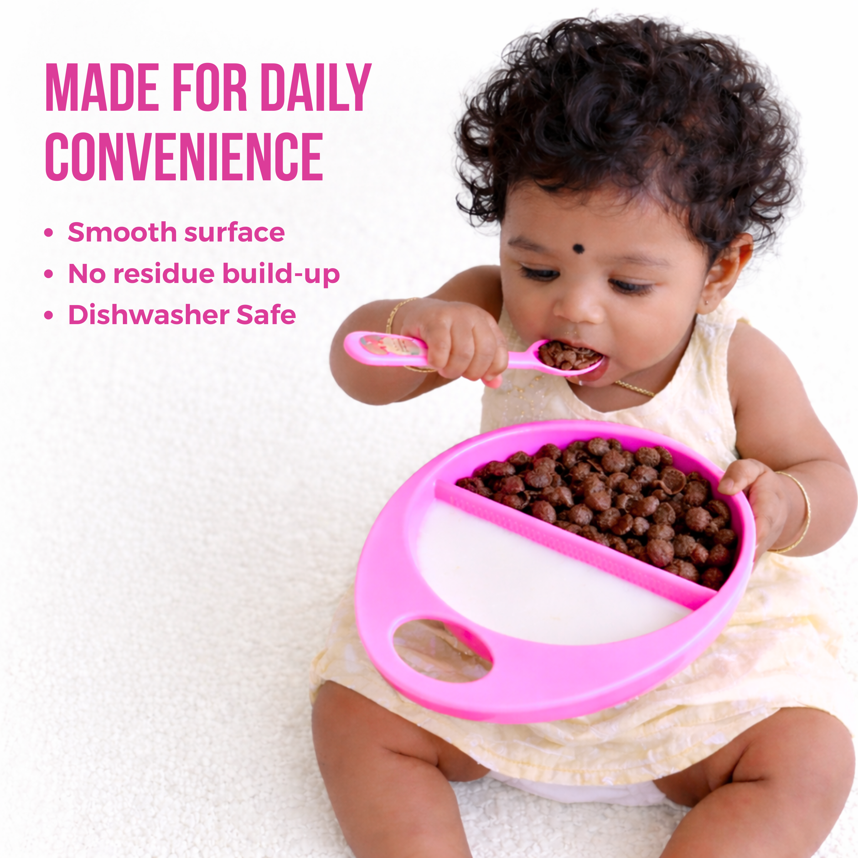 Adore Supper Hero Feeding Bowl with Spoon, Fork & Wooden Masher- Pink