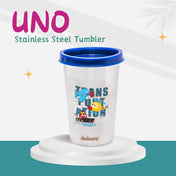 Adore Uno Printed Stainless Steel Tumbler with Spill Proof Lid 300 ml - Dark Blue