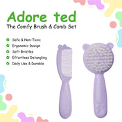 Adore Ted- The Teddy Design Brush and Comb set- Purple