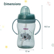 Adore SPARRO Soft Straw Sipper with Dust Free Cap and Twin Handle 270ml - Green