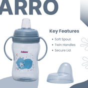 Adore ARRO Soft Spout Sipper with Dust Free Cap and Twin Handle 270ml - Blue