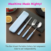 Adore Bon Vivant Portable Cutlery Set with Anti Bacterial Storage Case Sky Blue