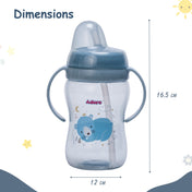 Adore SPARRO Soft Straw Sipper with Dust Free Cap and Twin Handle 270ml - Blue