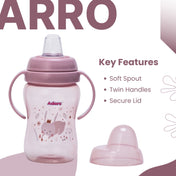 Adore ARRO Soft Spout Sipper with Dust Free Cap and Twin Handle 270ml - Pink