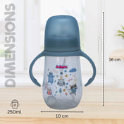 Adore Great Britain Wide Neck Straw Sipper with Gravity Ball and Twin Handle- 250ml Blue