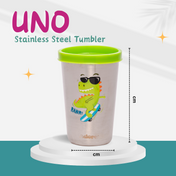 Adore Uno Printed Stainless Steel Tumbler with Spill Proof Lid 300 ml - Green