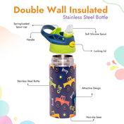 Adore Helios! Double Wall Insulated Stainless Steel Sipper 350ml- Blue Jeep