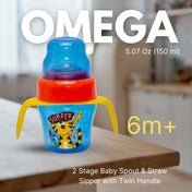 Adore Omega 2 Stage Spout & Straw Sipper with Twin Handle -150 ml - Surfer