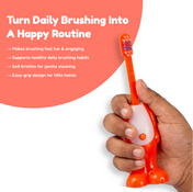Adore Kids Pop Up Toothbrush with Safety Head Attractive Character - Orange Tiger