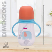 Adore Great Britain Wide Neck Straw Sipper with Gravity Ball and Twin Handle- 250ml New Blue