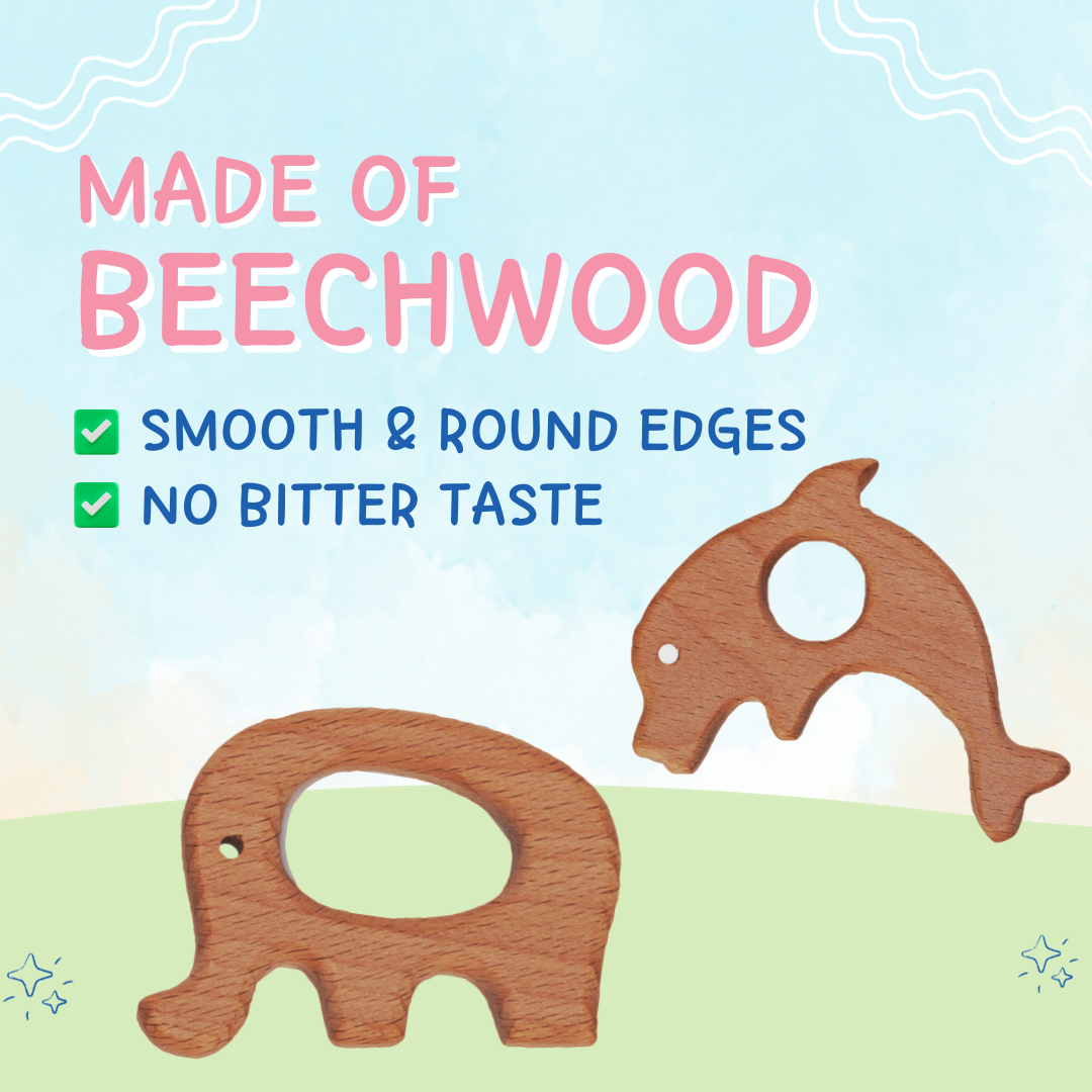 Adore Wohoo! Wooden Teethers- Pack of 2- DUMMIE+DOLPHIN