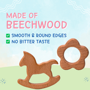 Adore Wohoo! Wooden Teethers- Pack of 2- HORSE+FLOWER