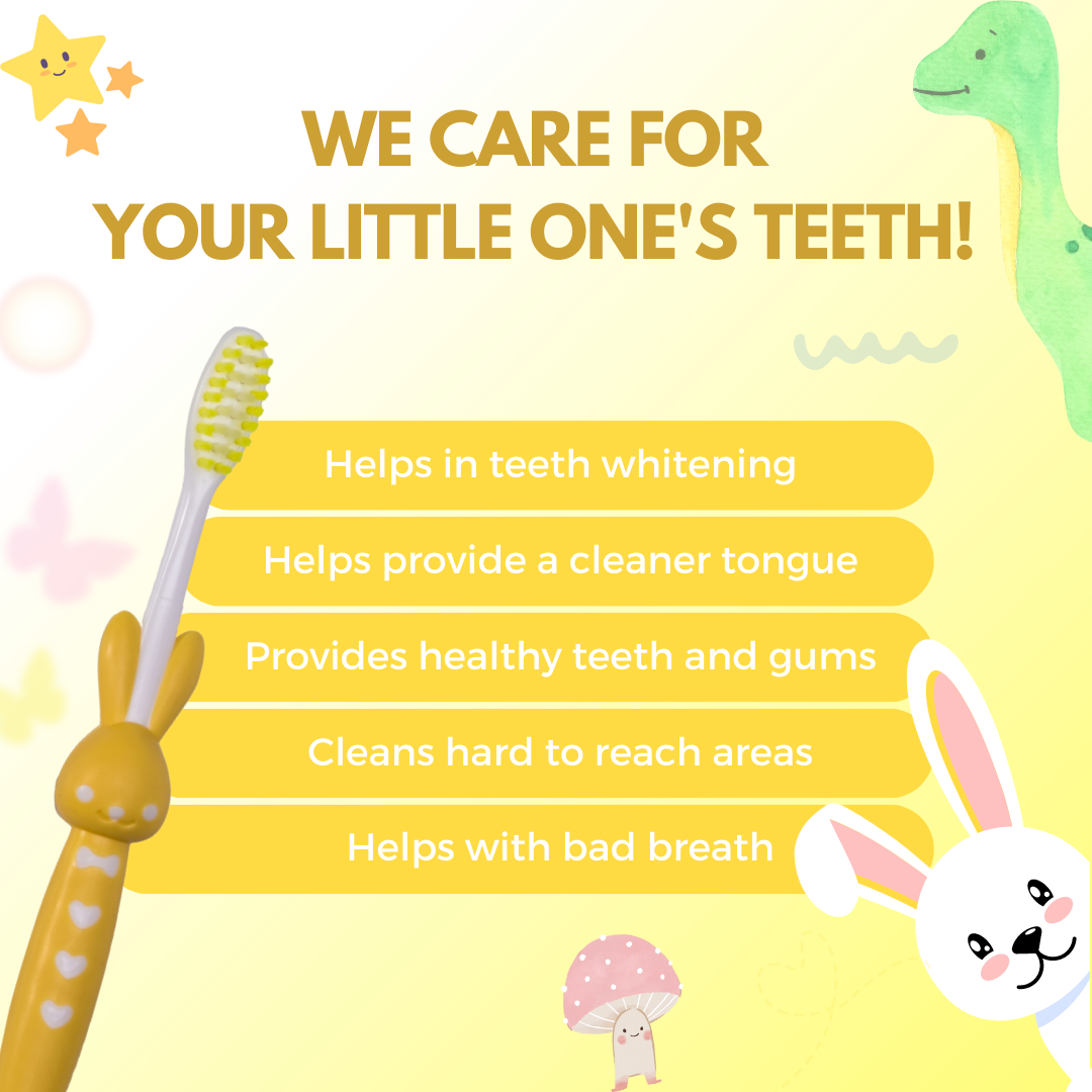 Adore Standy Kids Toothbrush With Safety Case Pack of 4 - Yellow