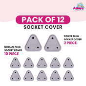 Adore Baby Safety Child Proofing Electrical Socket Cover Set- Pack of 12-Grey