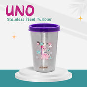 Adore Uno Printed Stainless Steel Tumbler with Spill Proof Lid 300 ml - Purple