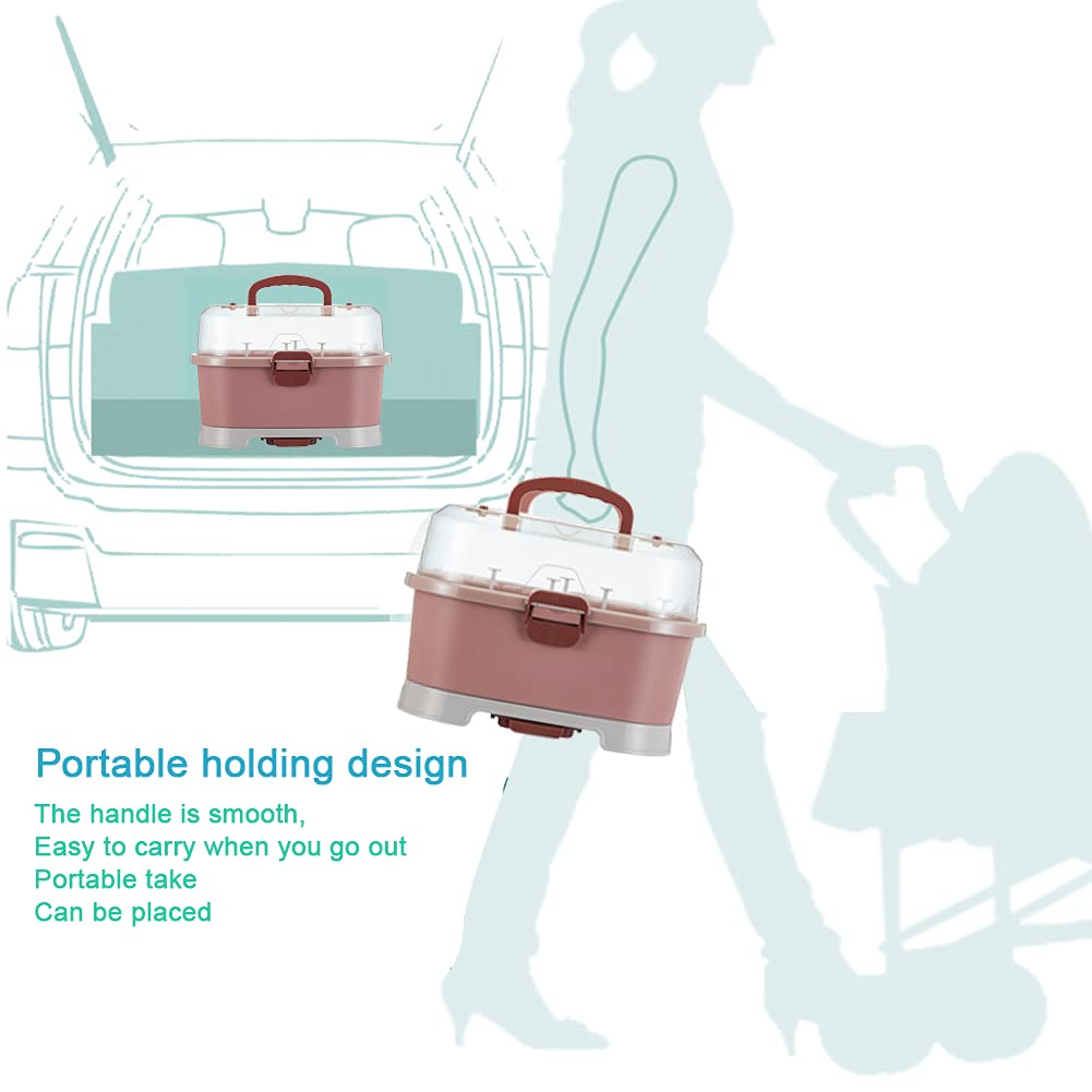 Adore Avalanche 2 in 1 Baby Bottle Drying Rack & Storage Box with Lid & Handle Portable - Pink