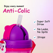 Adore Idaho Straw Sipper with Retractable Hood & Adjustable Shoulder Strap 300 ml - Pink