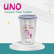 Adore Uno Printed Stainless Steel Tumbler with Spill Proof Lid 300 ml - Grey