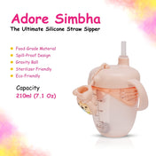 Adore Simbha- The Silicon Straw Sipper with Gravity Ball & Twin Handle 210ml Pink