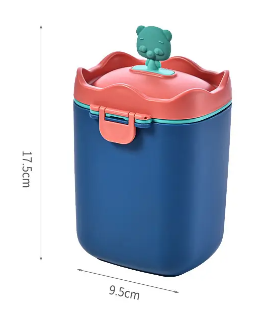 Adore 3D Teddy Senior Milk Powder Container with Leveler and Scoop 800 ml - Blue