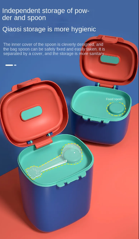 Adore 3D Teddy Senior Milk Powder Container with Leveler and Scoop 800 ml - Cream