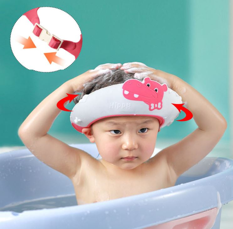 Adore Lulu! The Hippo-Shaped Shampoo Hat with Adjustable strap and Buckle – Pink