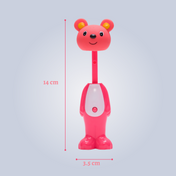 Adore Kids Pop Up Toothbrush with Safety Head Attractive Character - Pink Teddy