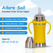 Adore Soi! The Wideneck Silicon Straw with Gravity Ball stainless steel sipper with Sleeve- 250ml Yellow