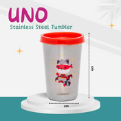 Adore Uno Printed Stainless Steel Tumbler with Spill Proof Lid 300 ml - Red