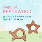 Adore Wohoo! Wooden Teethers- Pack of 2- STAR+TURTLE