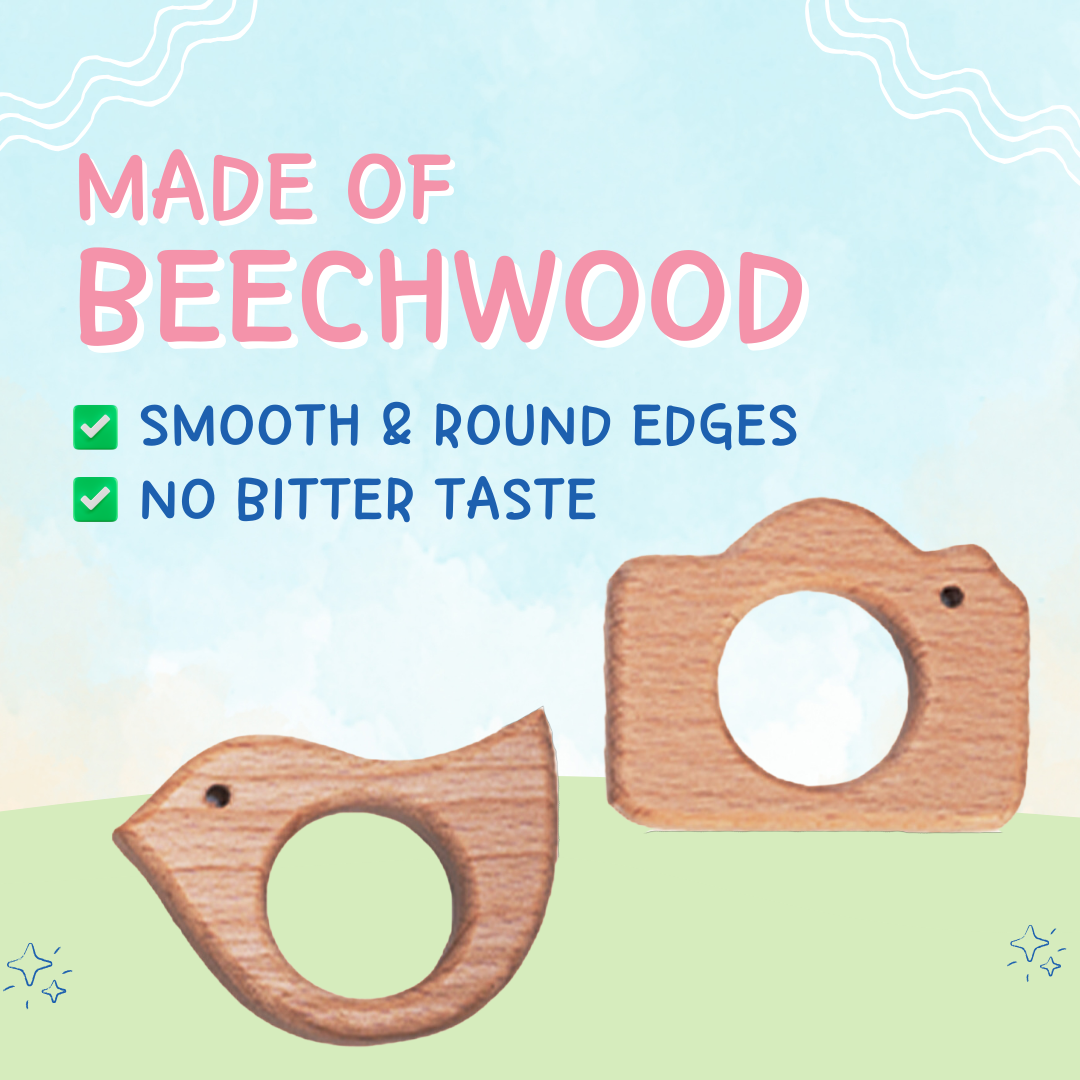 Adore Wohoo! Wooden Teethers- Pack of 2- CAM+ BIRD
