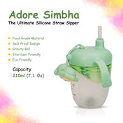 Adore Simbha- The Silicon Straw Sipper with Gravity Ball & Twin Handle 210ml Green