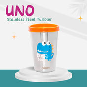 Adore Uno Printed Stainless Steel Tumbler with Spill Proof Lid 300 ml - Orange
