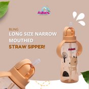 Adore Bling Straw Sipper with Handle & Retractable Head - 270 ml- Beige