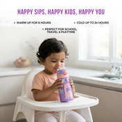 Adore Helios! Double Wall Insulated Stainless Steel Sipper 350ml- Purple Dino